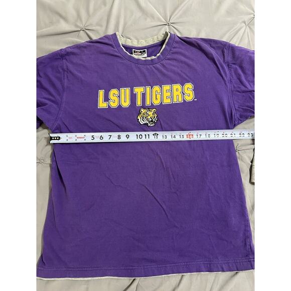 LSU Tigers Mens XL Shirt Colosseum Long Sleeve Purple 100% Cotton Layered Look - Picture 7 of 11